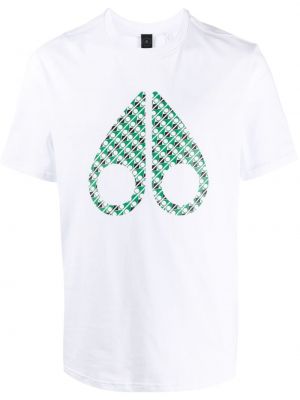 Βαμβακερή μπλούζα με σχέδιο Moose Knuckles λευκό