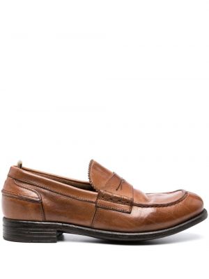 Pantofi loafer din piele cu vârf rotund Officine Creative maro