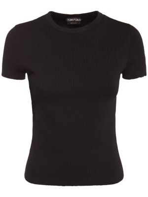 T-shirt en soie en tricot Tom Ford noir