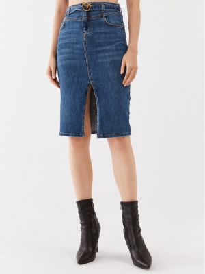 Slim fit priliehavá džínsová sukňa Pinko modrá