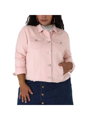 Классическая джинсовая куртка с потертостями Agnes Orinda розовая