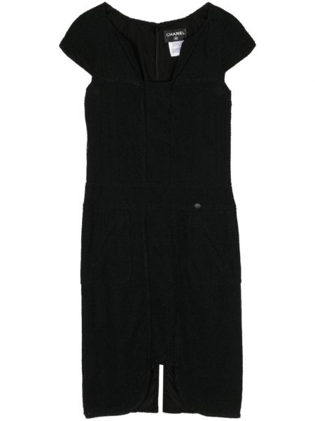 Šaty s výšivkou so sieťovinou Chanel Pre-owned čierna