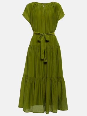 Rochie midi de mătase de catifea din bumbac Velvet verde