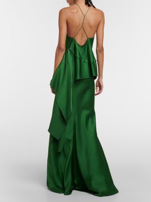 Satenast top s cvetličnim vzorcem z draperijo Victoria Beckham zelena