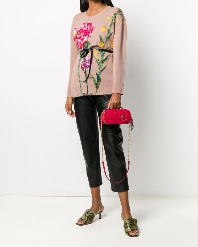 Jersey con bordado de flores de tela jersey Valentino rosa