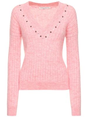 Suéter de punto de lana mohair Alessandra Rich rosa