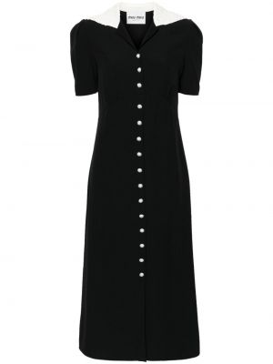 Krepové křišťálové šaty Miu Miu černé
