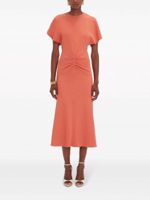 Drapované midi šaty Victoria Beckham oranžové