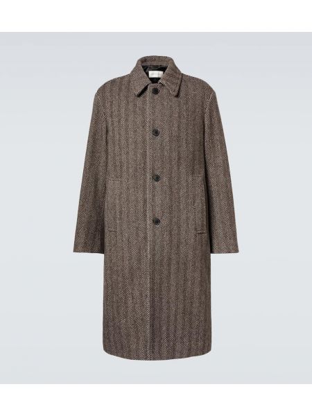 Tweed ull enkelknäppt päls Dries Van Noten brun