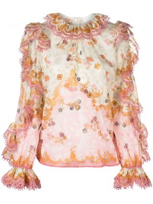 Blommig blus Zimmermann rosa