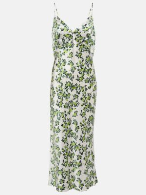 Jedwabna satynowa sukienka midi w kwiatki Emilia Wickstead biała