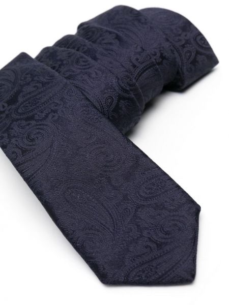 Cravate en soie à imprimé paisley Lady Anne bleu