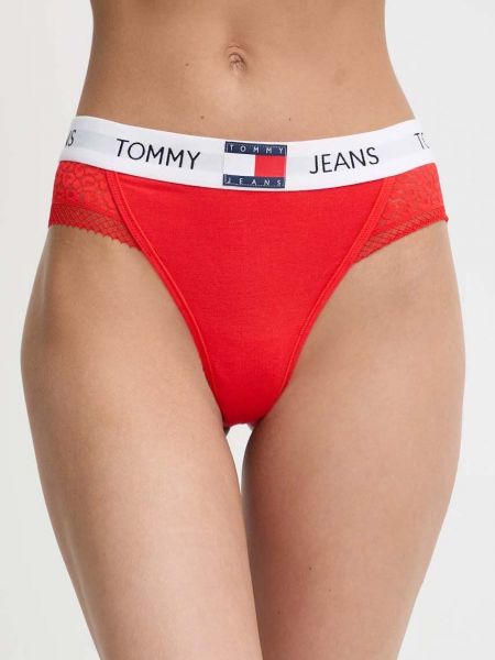 Stringi koronkowe Tommy Jeans czerwone