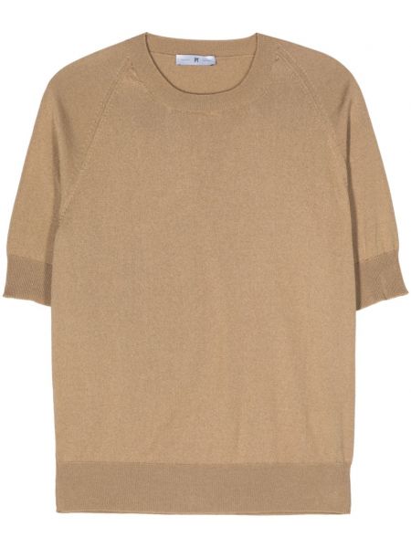 Bavlněné tričko Pt Torino hnědé