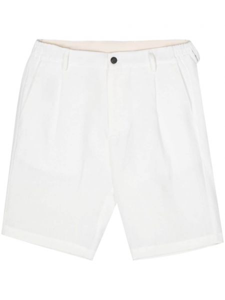 Pantaloni scurți de in plisate Eleventy alb