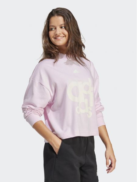 Laza szabású pulóver nyomtatás Adidas rózsaszín