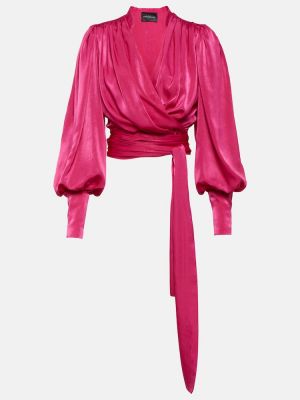 Bluză din satin Costarellos roz