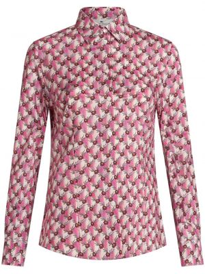 Gėlėta medvilninė marškiniai Etro rožinė