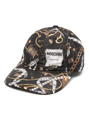 Czarna czapka z daszkiem z nadrukiem Moschino