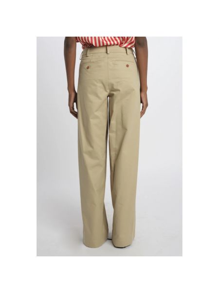 Pantalones de algodón plisados Jejia beige