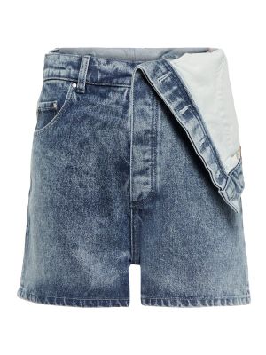 Pantaloni scurți din denim cu talie înaltă asimetrice Y/project albastru