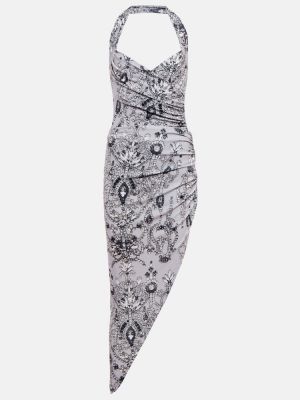 Drapované dlouhé šaty Norma Kamali šedé