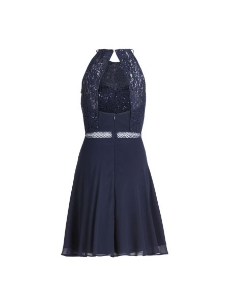 Sukienka mini z cekinami koronkowa Vera Mont niebieska