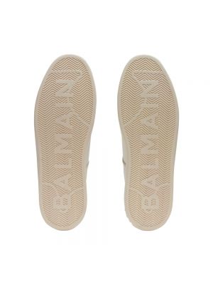 Zapatillas de ante de cuero Balmain blanco