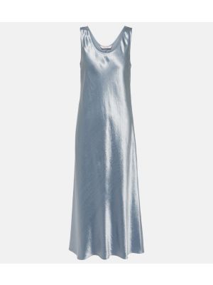 Satynowa sukienka midi Max Mara niebieska