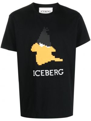 Raštuotas marškinėliai Iceberg juoda