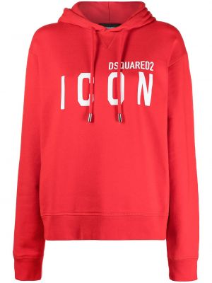 Hoodie con stampa Dsquared2 rosso