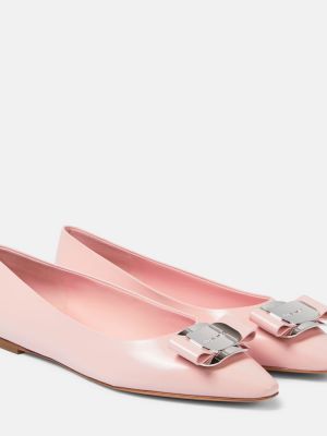 Bőr balerina cipők Ferragamo rózsaszín