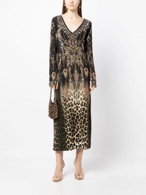 Midi kleita ar apdruku ar leoparda rakstu Camilla melns