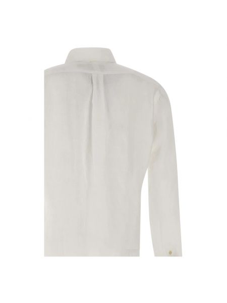 Lniana haftowana koszula Polo Ralph Lauren biała