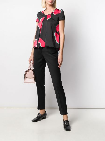 Blusa con estampado manga corta con estampado abstracto Emporio Armani negro