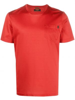Bavlněné saténové tričko s kulatým výstřihem Moorer červené