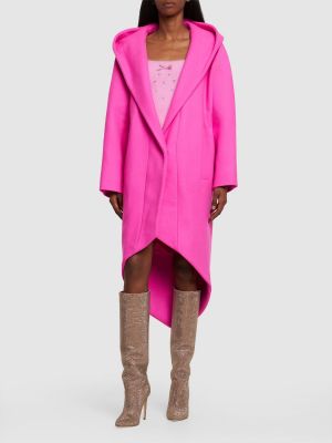 Abrigo de lana con capucha Alexandre Vauthier rosa