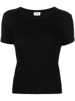 Viskózové tričko s krátkými rukávy Leset - černá