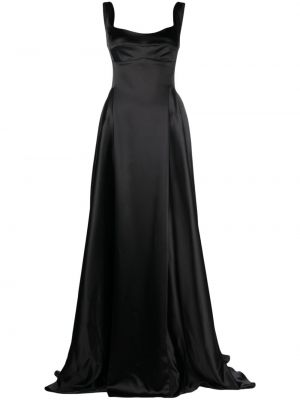 Αμάνικη σατέν βραδινό φόρεμα Atu Body Couture μαύρο