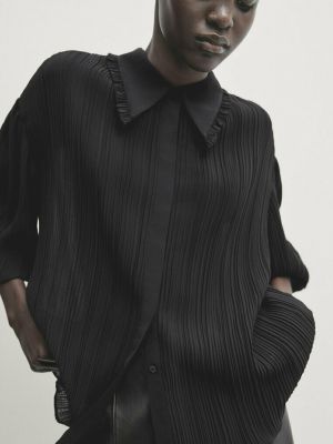 Блузка на пуговицах Massimo Dutti черная