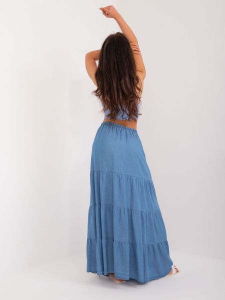 Midi φούστα με βολάν Fashionhunters μπλε