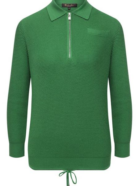 Хлопковый шелковый пуловер Loro Piana зеленый