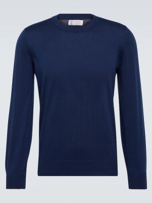 Pamučni džemper Brunello Cucinelli plava