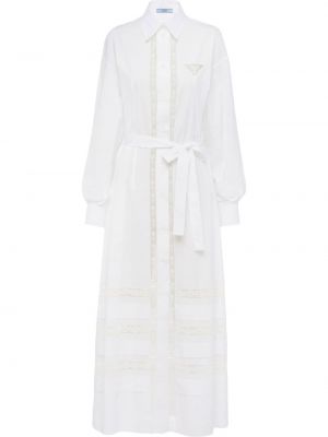 Krajkové dlouhé šaty Prada bílé
