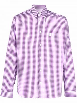 Pérová kockovaná košeľa na gombíky Mackintosh fialová