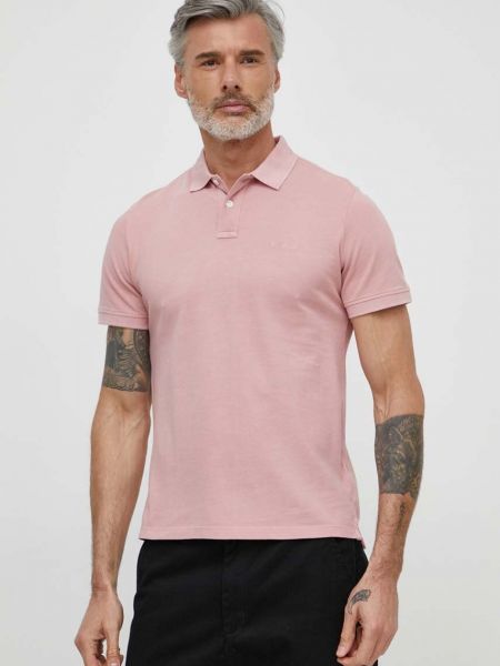 Памучна тениска с дълъг ръкав Pepe Jeans розово