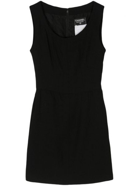 Vlnené rovné šaty Chanel Pre-owned čierna