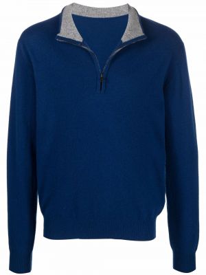 Sweter wełniany na zamek Mackintosh niebieski