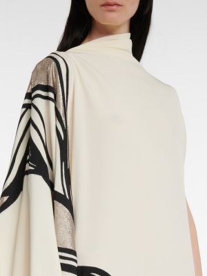 Жакардова копринена макси рокля Fendi бяло
