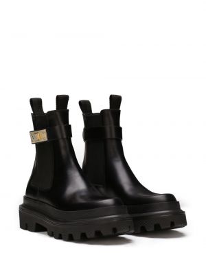 Ankle boots skórzane Dolce And Gabbana czarne